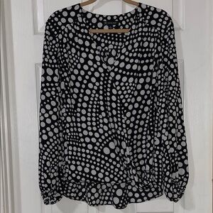 INC International Concepts Black and White Surplice long sleeve blouse